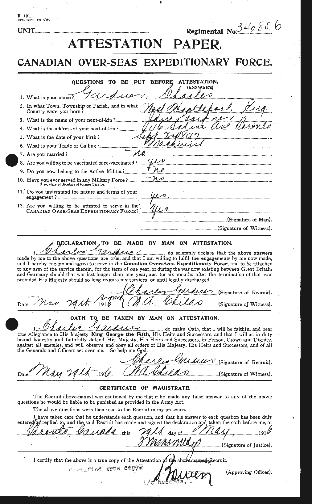 Personnel Records of the First World War - CEF 340973a