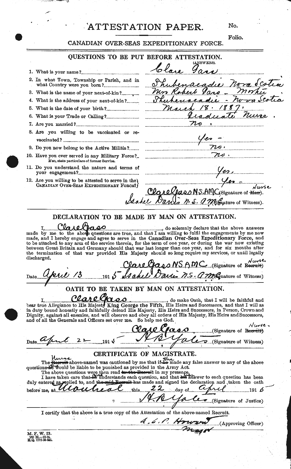 Personnel Records of the First World War - CEF 341600a