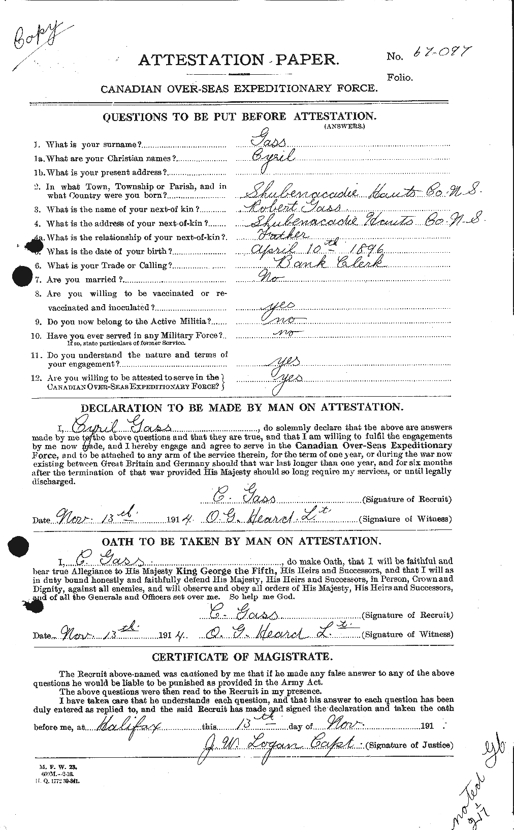 Personnel Records of the First World War - CEF 341602a