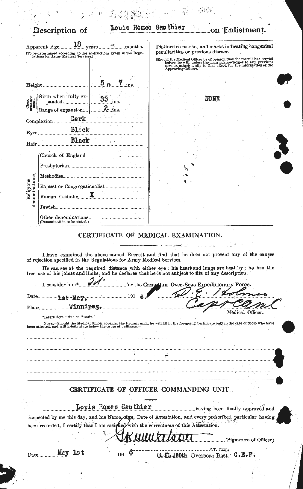 Dossiers du Personnel de la Première Guerre mondiale - CEC 342939b