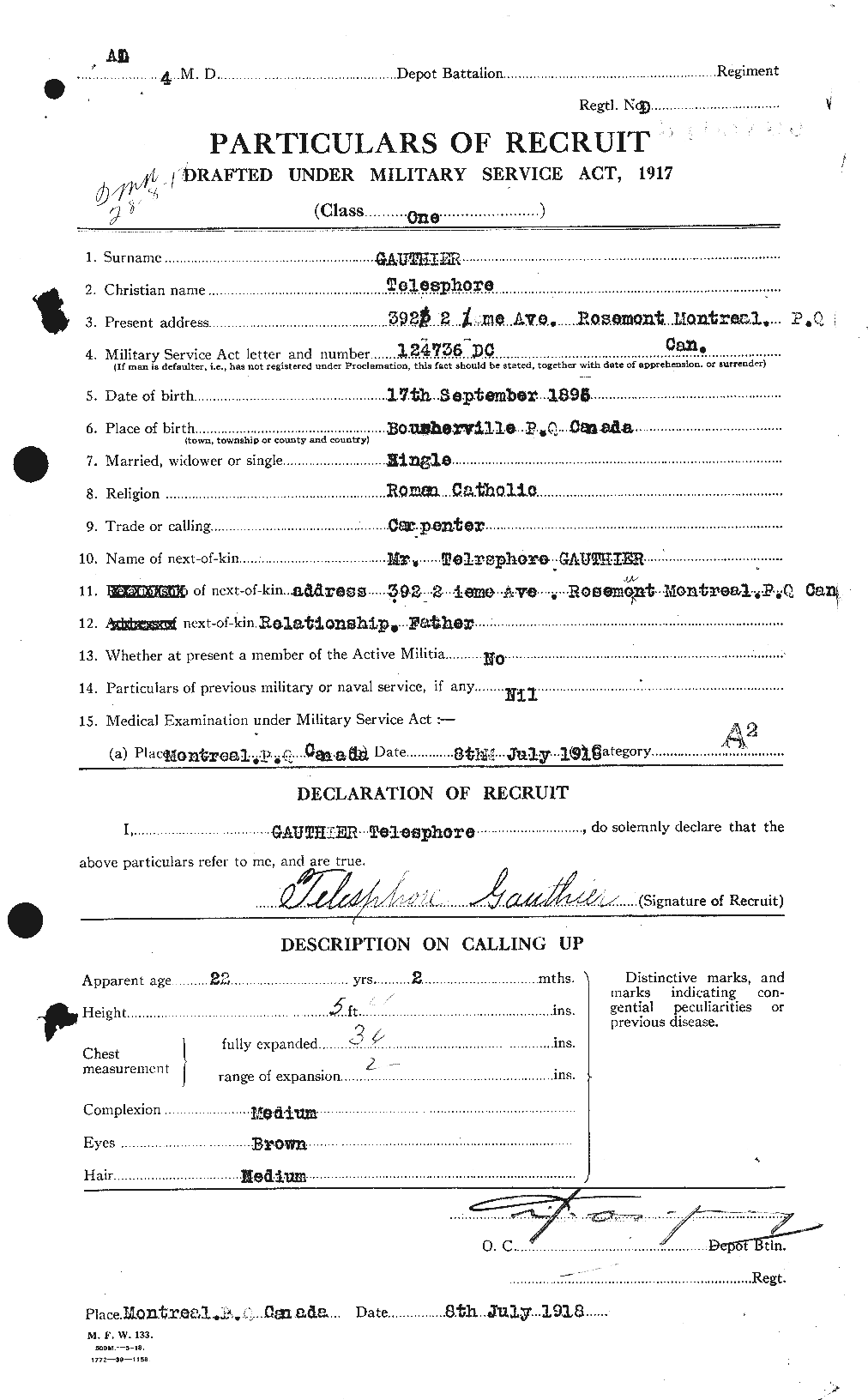 Personnel Records of the First World War - CEF 343012a