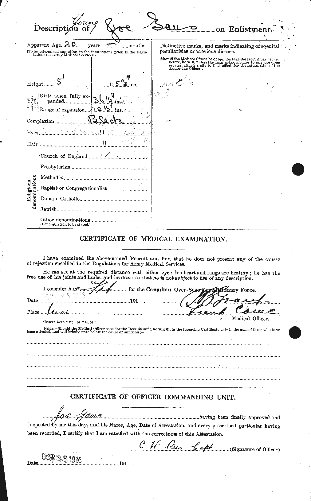 Dossiers du Personnel de la Première Guerre mondiale - CEC 343243b