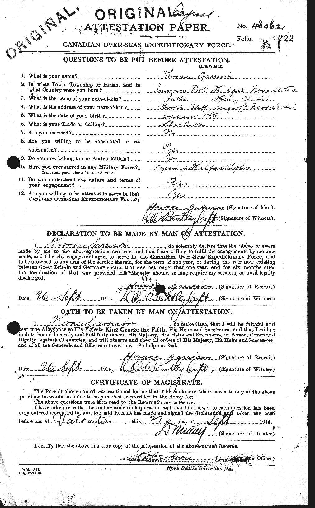 Personnel Records of the First World War - CEF 343394a