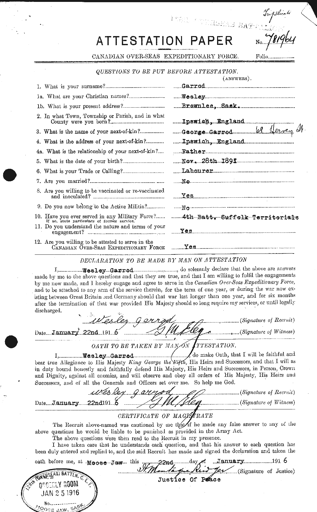 Personnel Records of the First World War - CEF 343455a