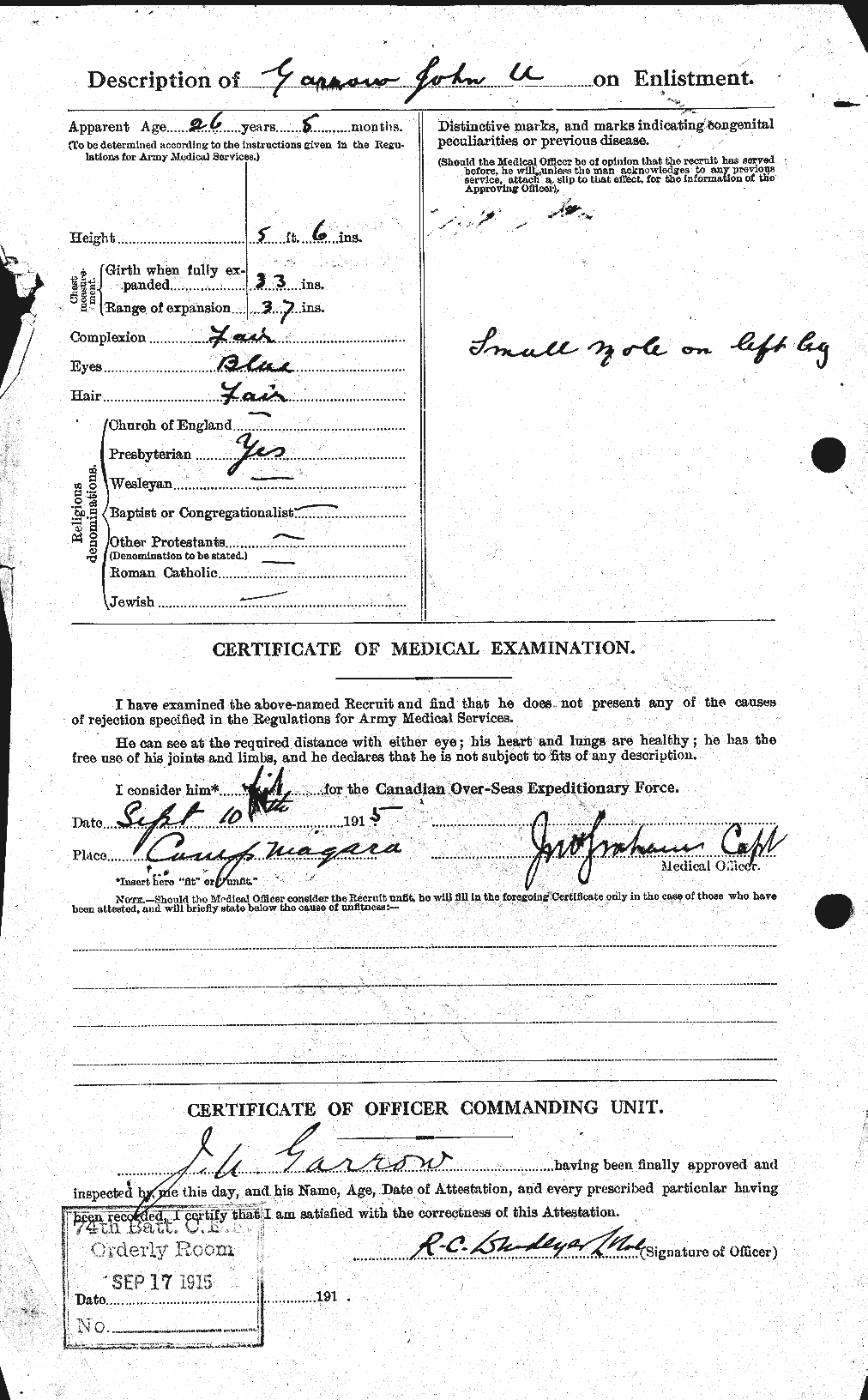 Dossiers du Personnel de la Première Guerre mondiale - CEC 343476b