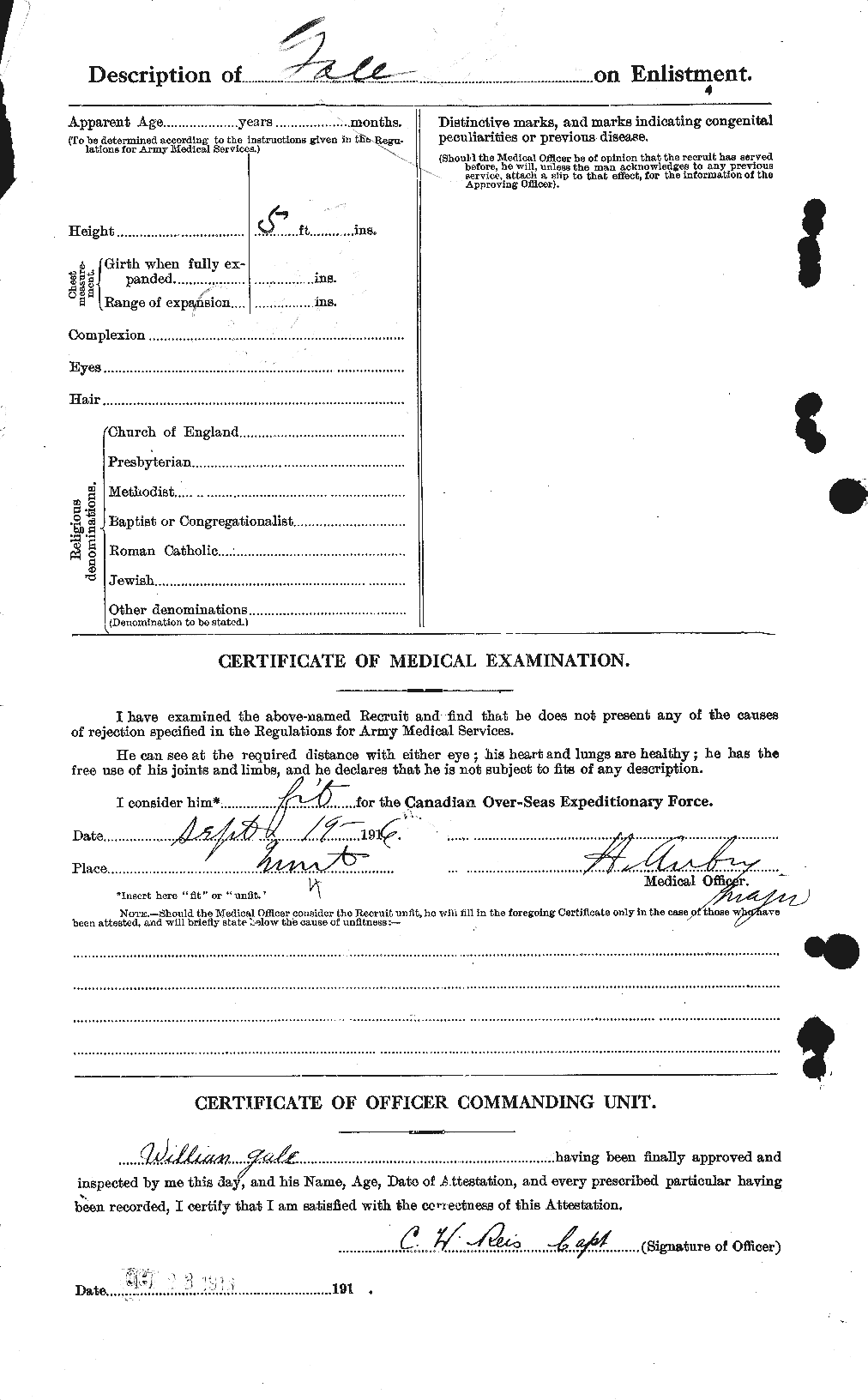 Dossiers du Personnel de la Première Guerre mondiale - CEC 345431b