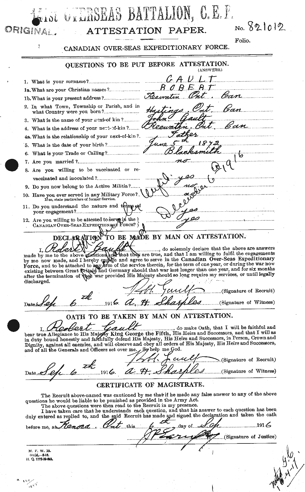 Personnel Records of the First World War - CEF 346365a