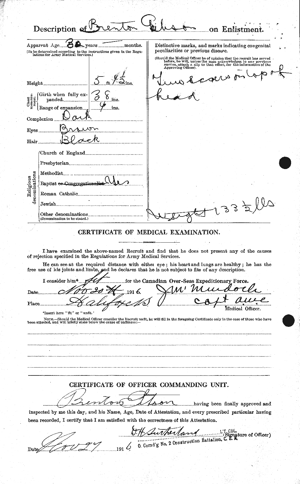 Dossiers du Personnel de la Première Guerre mondiale - CEC 347192b