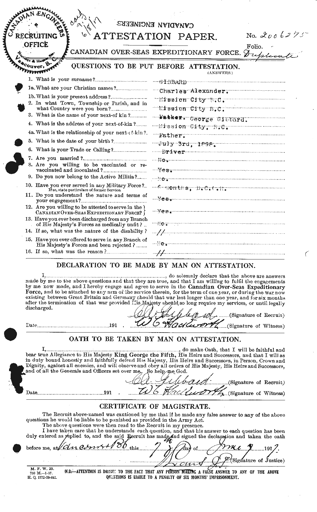 Personnel Records of the First World War - CEF 347885a