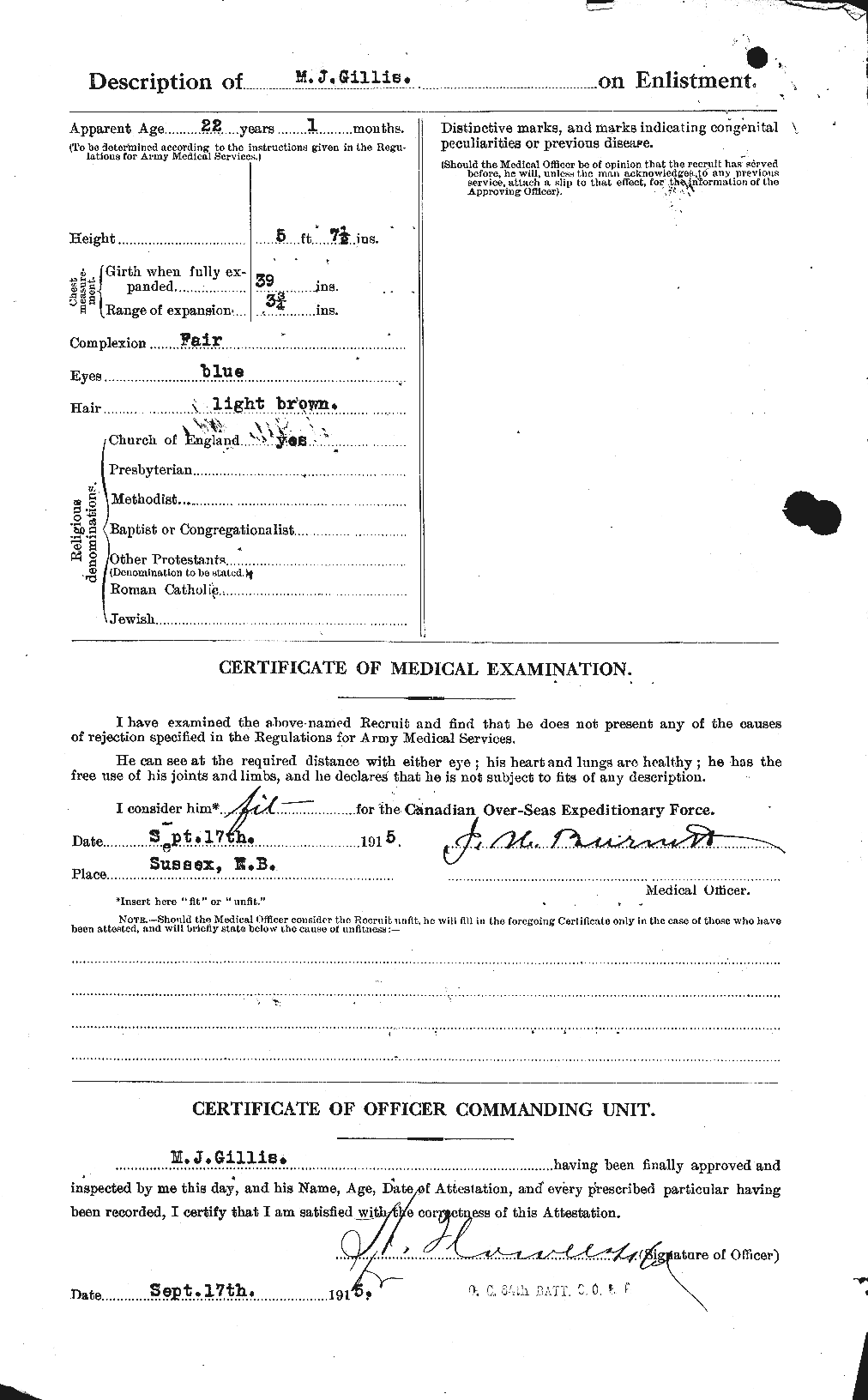 Dossiers du Personnel de la Première Guerre mondiale - CEC 348114b