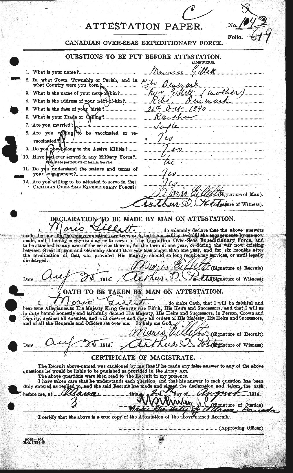 Personnel Records of the First World War - CEF 350390a