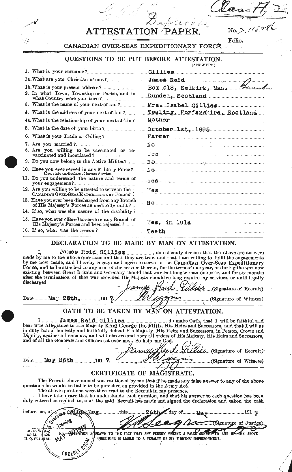 Personnel Records of the First World War - CEF 350534a