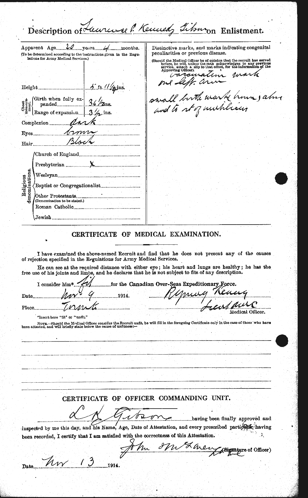 Dossiers du Personnel de la Première Guerre mondiale - CEC 350579b