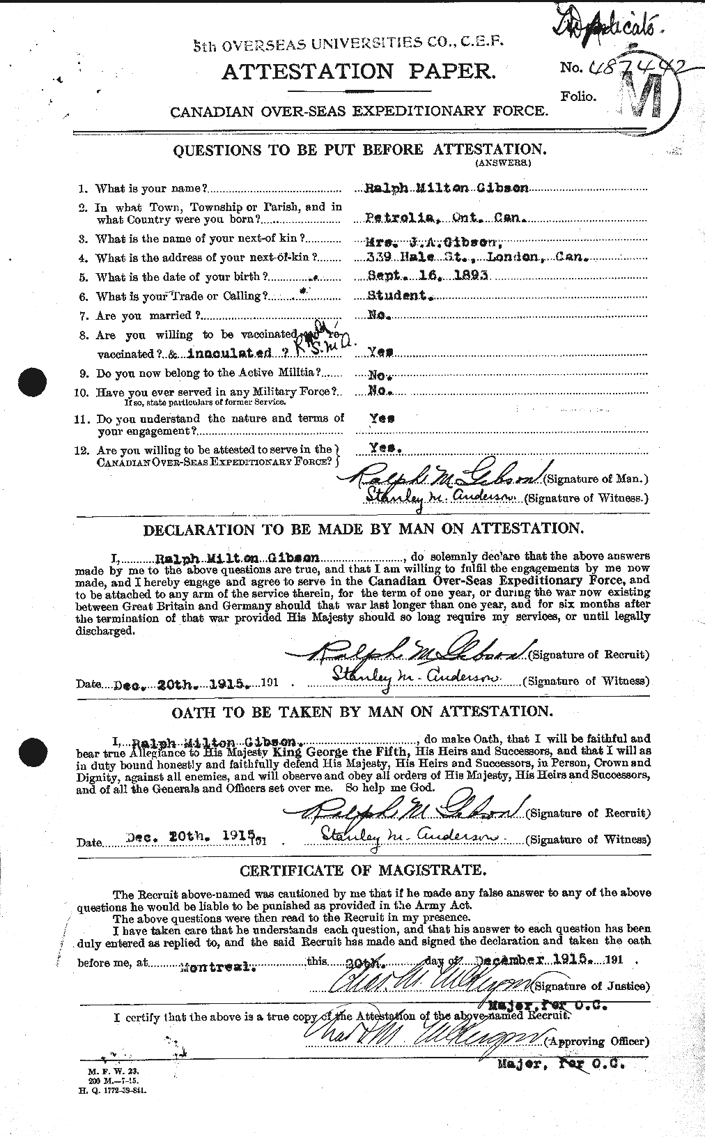 Personnel Records of the First World War - CEF 350619a