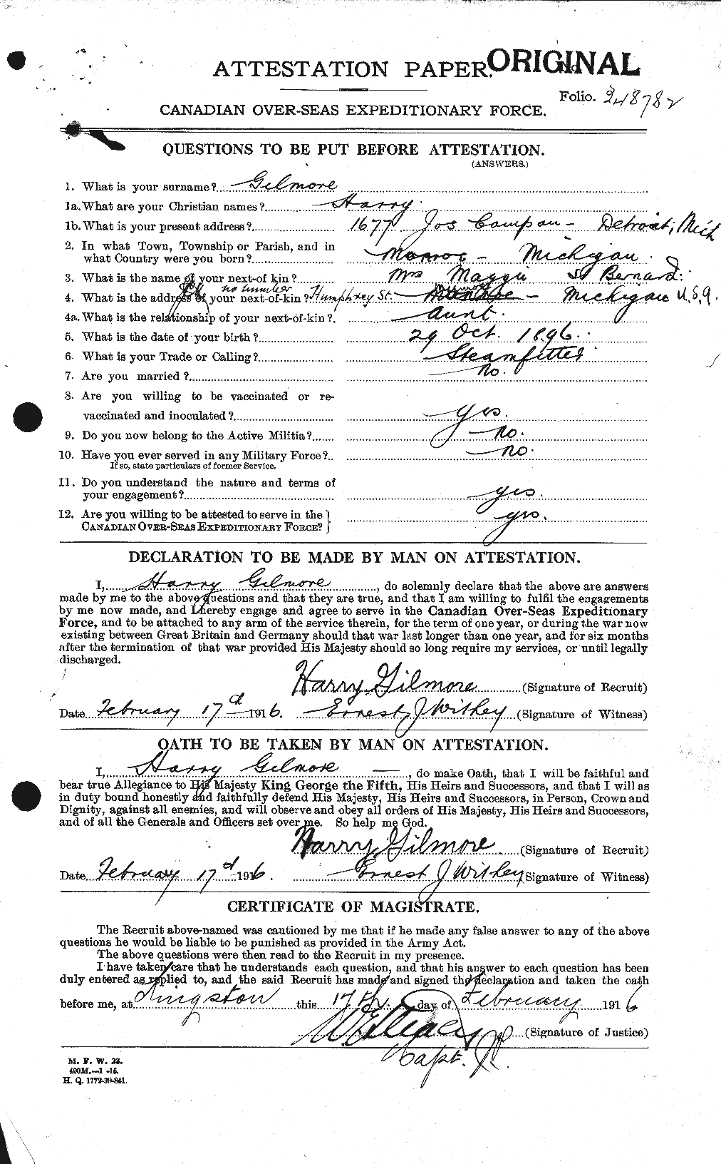 Personnel Records of the First World War - CEF 350851a
