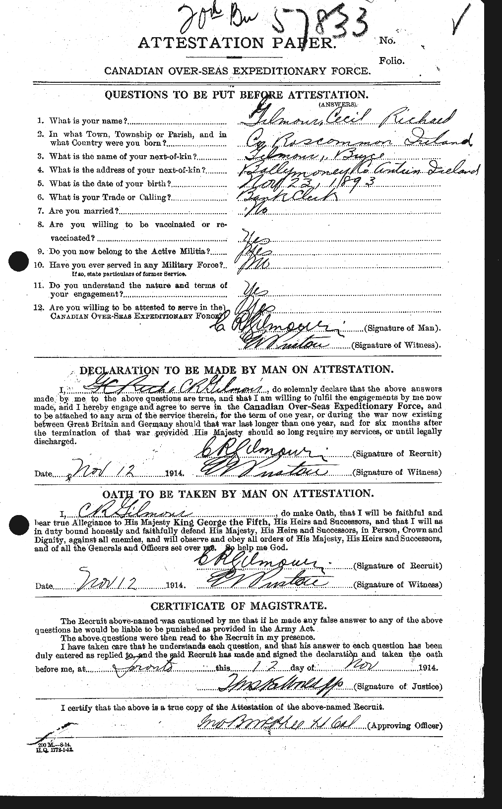 Personnel Records of the First World War - CEF 350927a