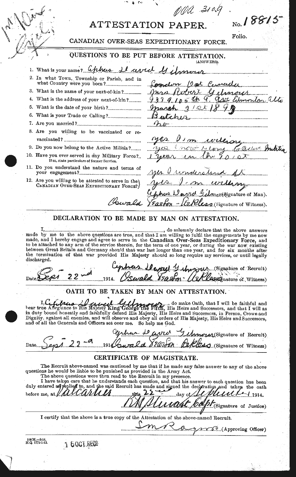 Personnel Records of the First World War - CEF 350928a