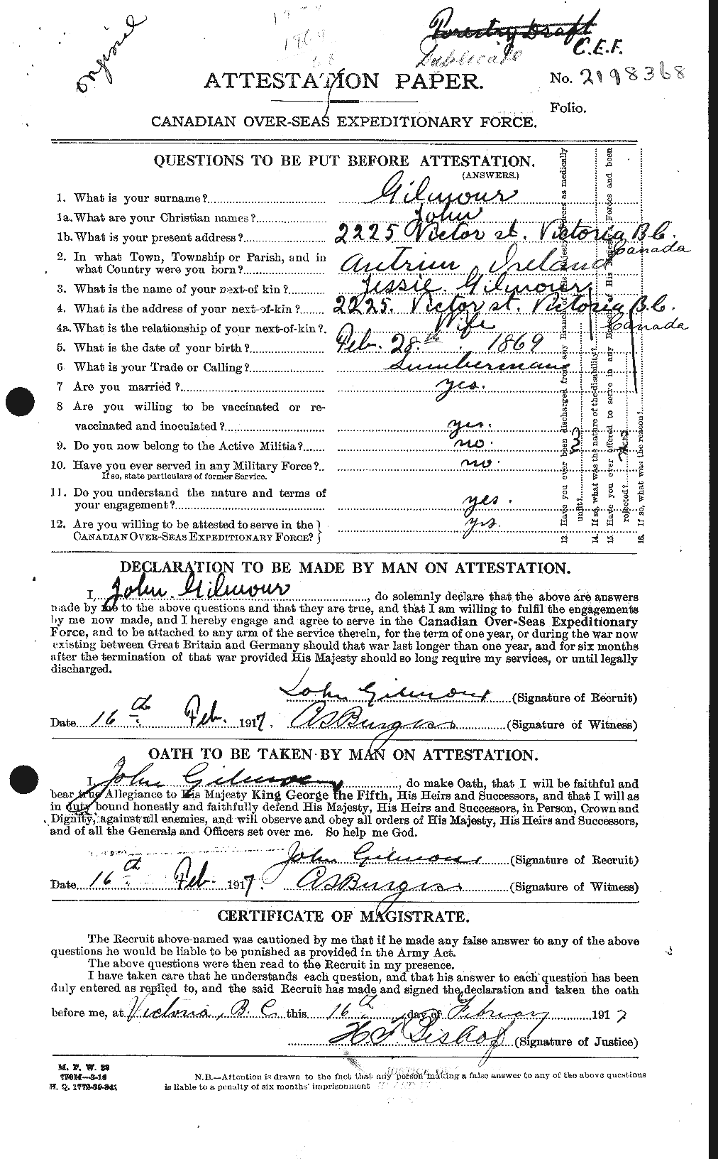 Personnel Records of the First World War - CEF 350968a