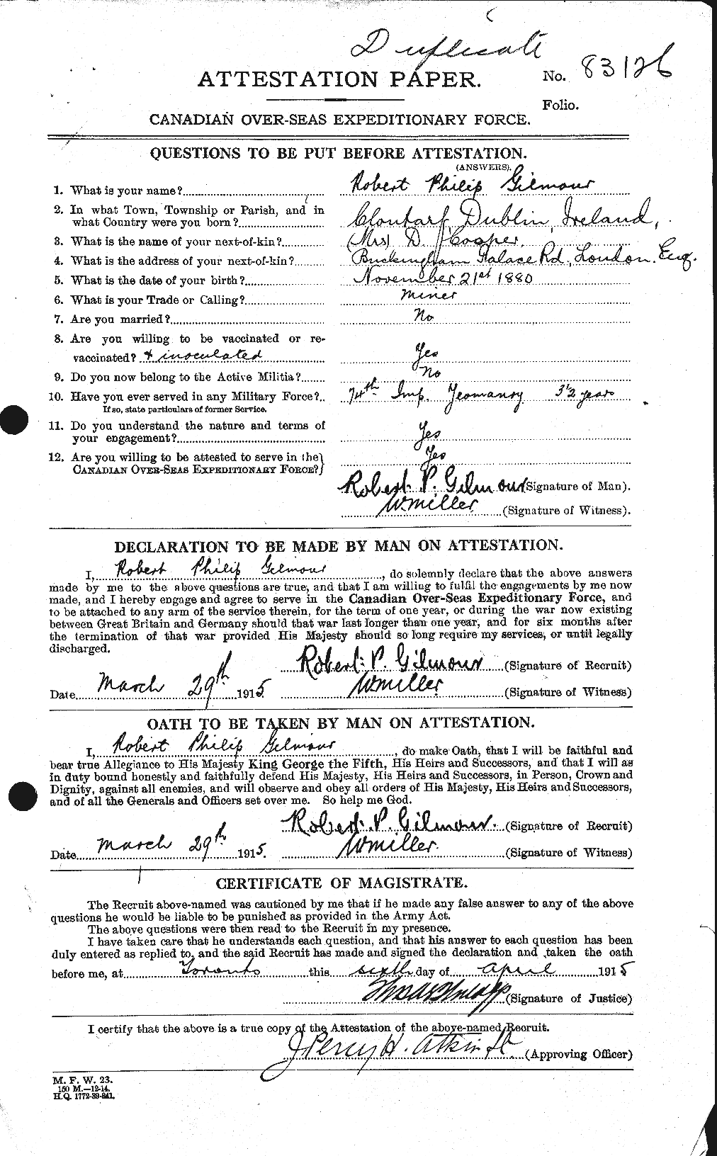 Personnel Records of the First World War - CEF 350994a