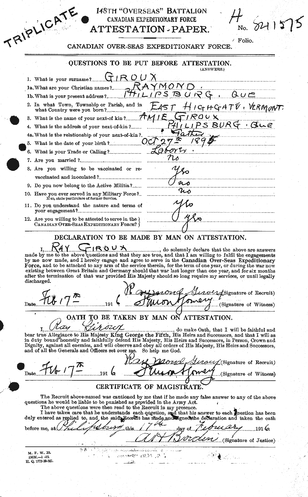 Personnel Records of the First World War - CEF 351286a