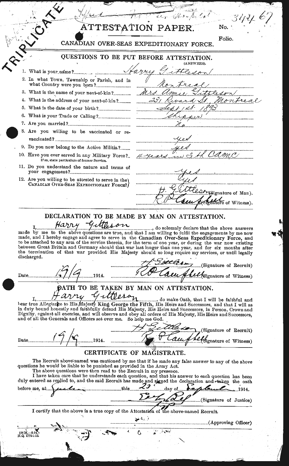 Personnel Records of the First World War - CEF 351402a