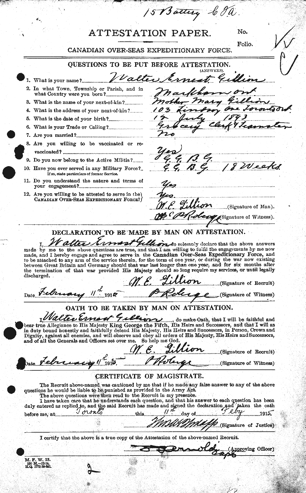 Personnel Records of the First World War - CEF 351665a