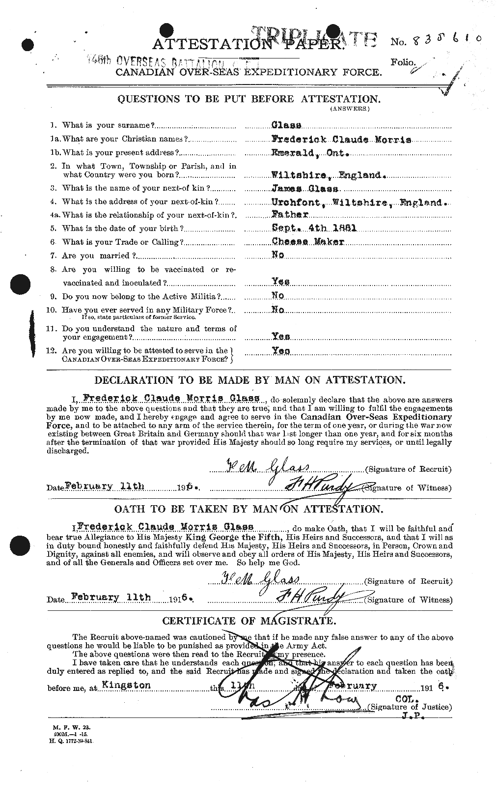 Personnel Records of the First World War - CEF 352044a