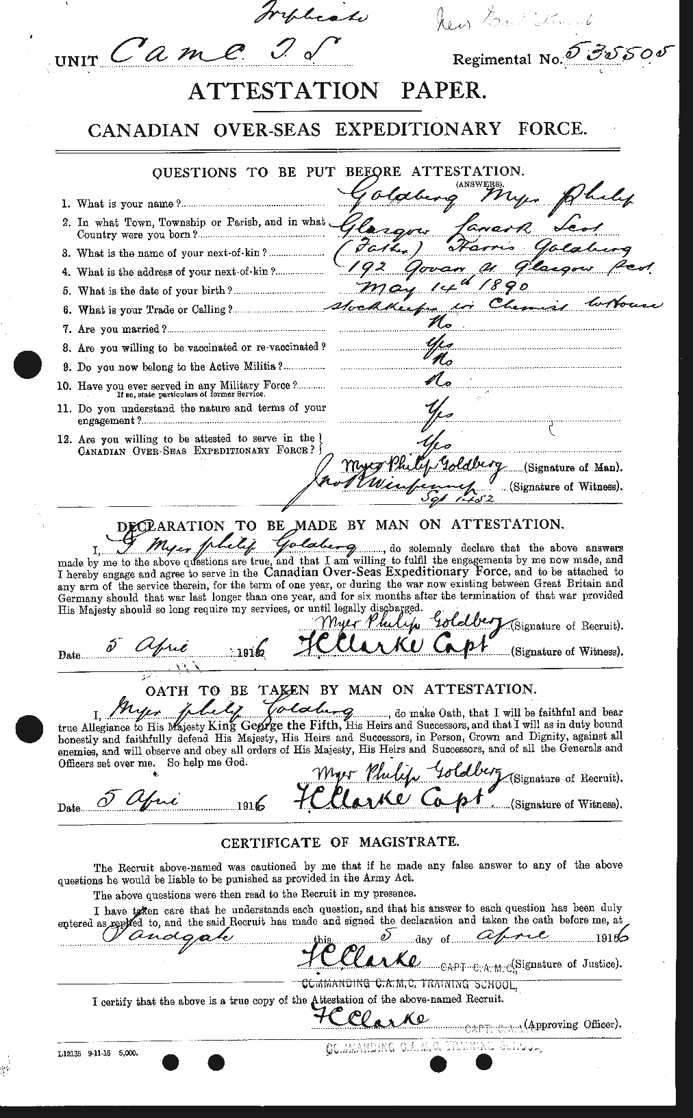 Personnel Records of the First World War - CEF 352232a