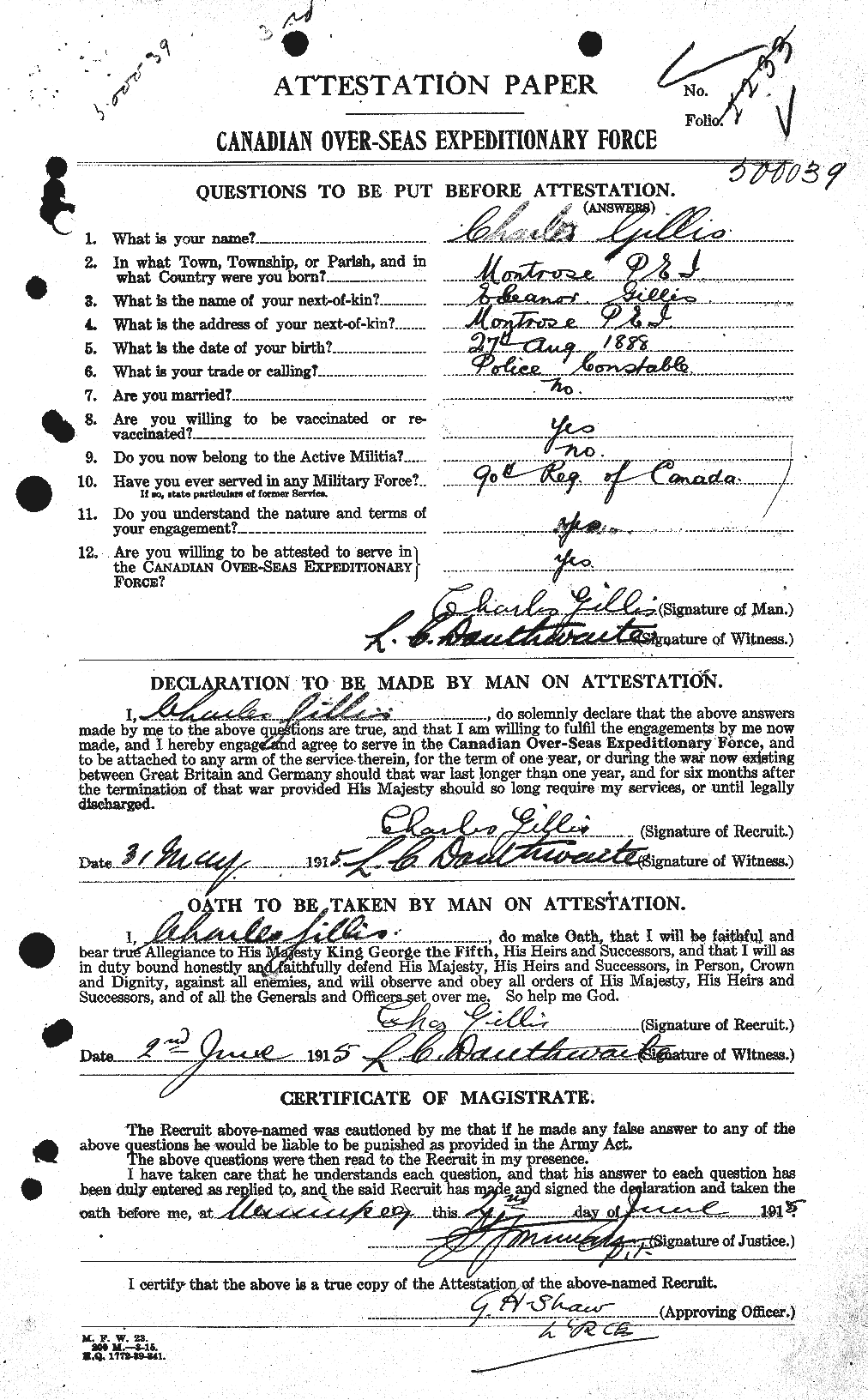 Personnel Records of the First World War - CEF 353103a