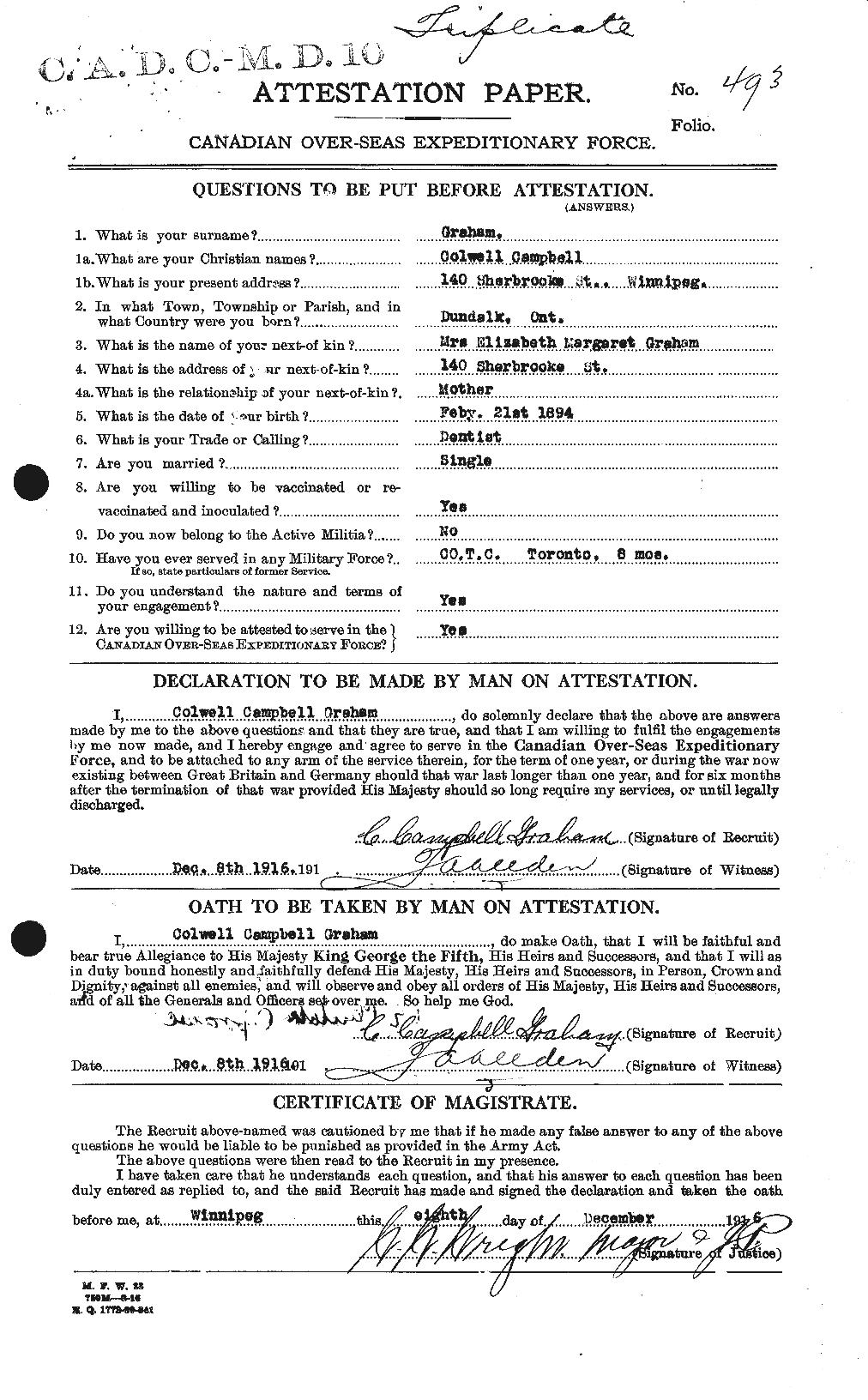 Personnel Records of the First World War - CEF 353802a