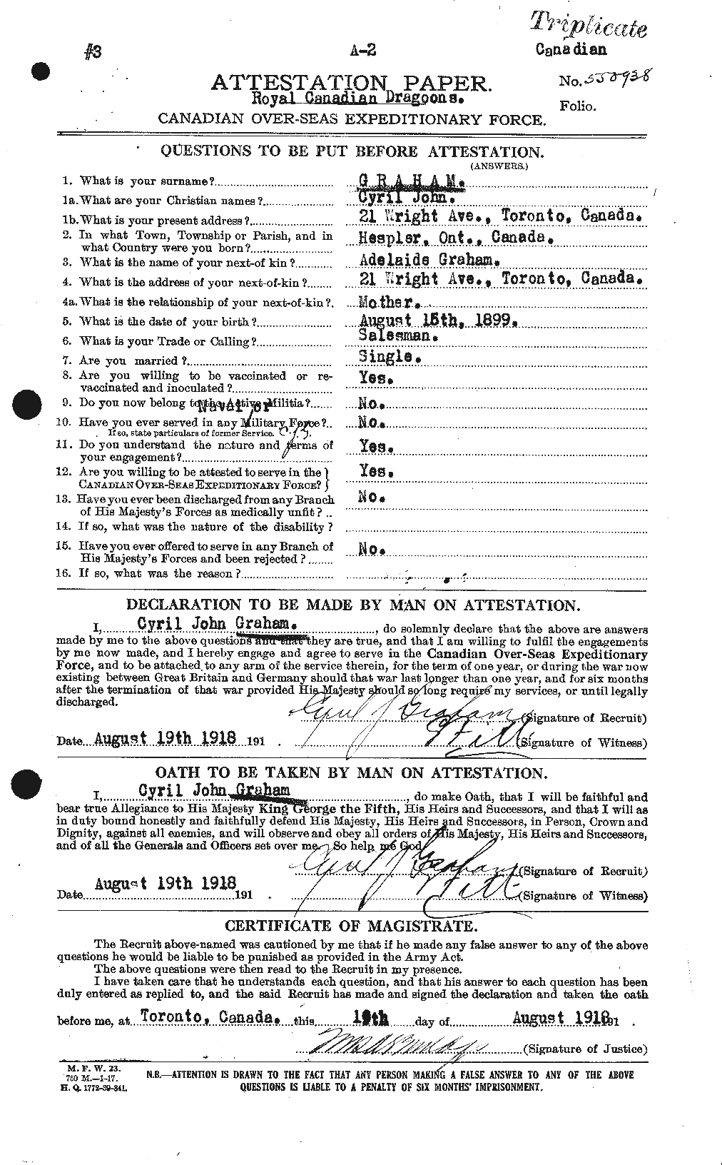 Personnel Records of the First World War - CEF 353806a