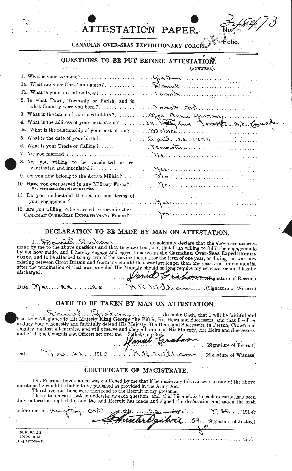 Personnel Records of the First World War - CEF 353809a