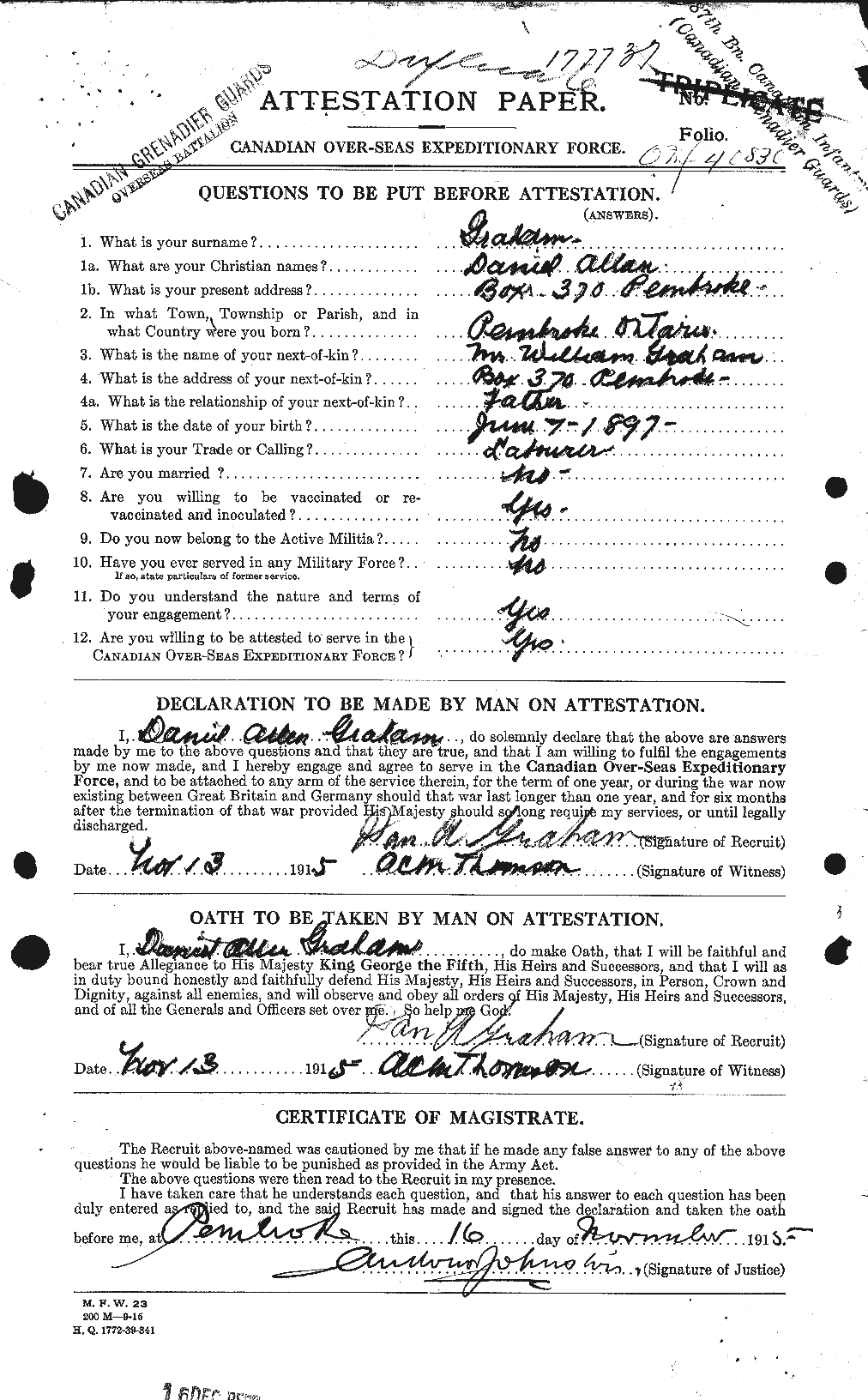 Personnel Records of the First World War - CEF 353811a