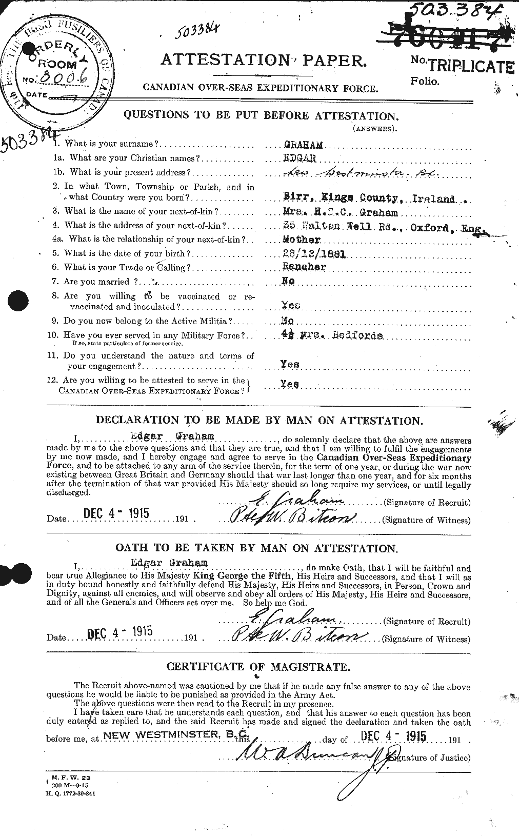 Personnel Records of the First World War - CEF 353860a