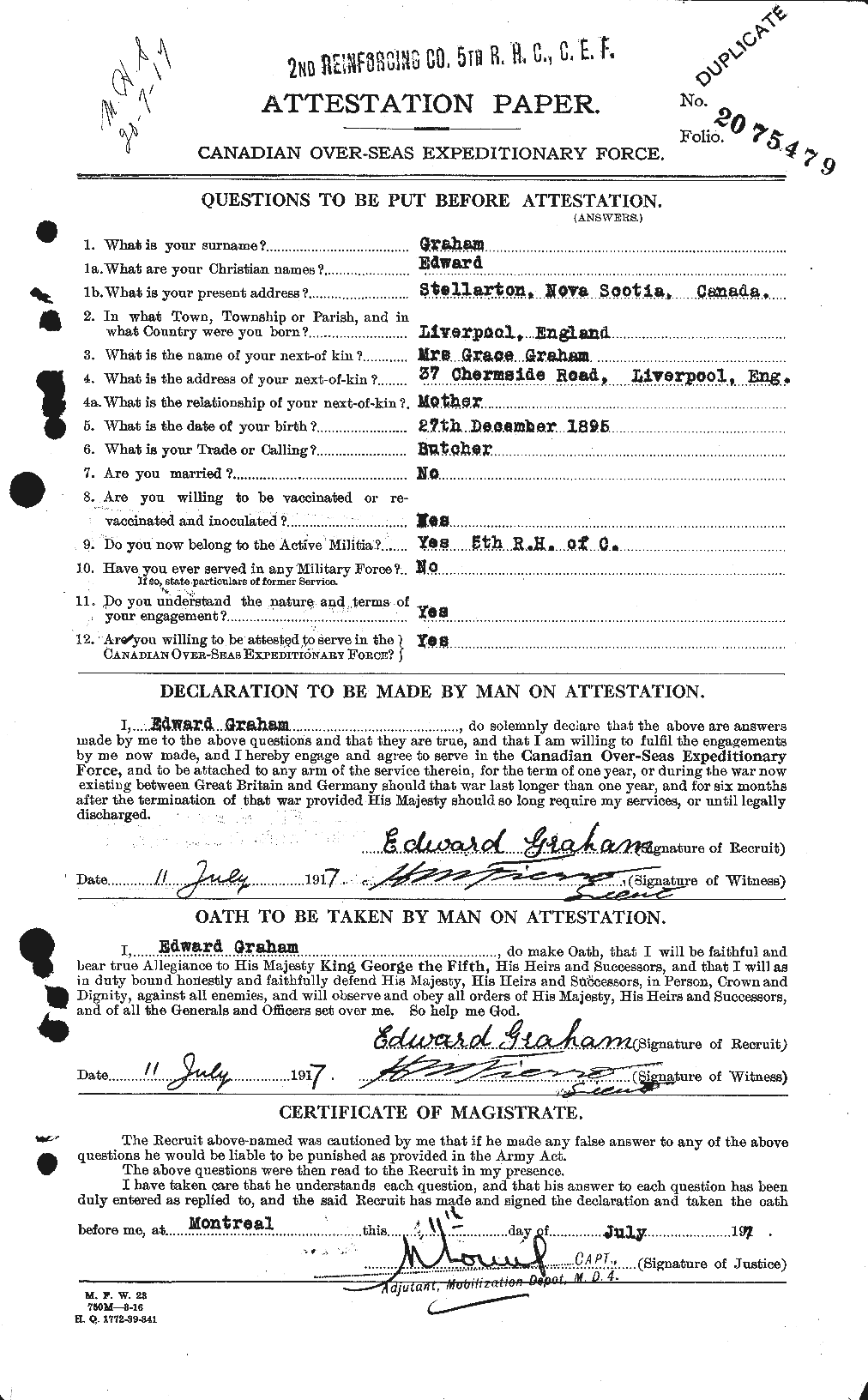Personnel Records of the First World War - CEF 353864a