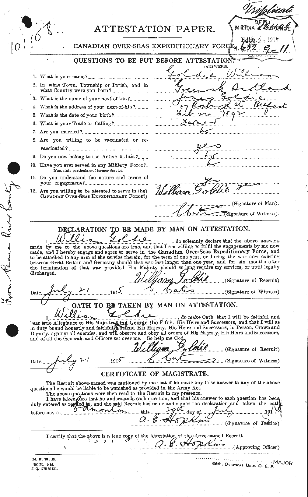 Personnel Records of the First World War - CEF 353952a