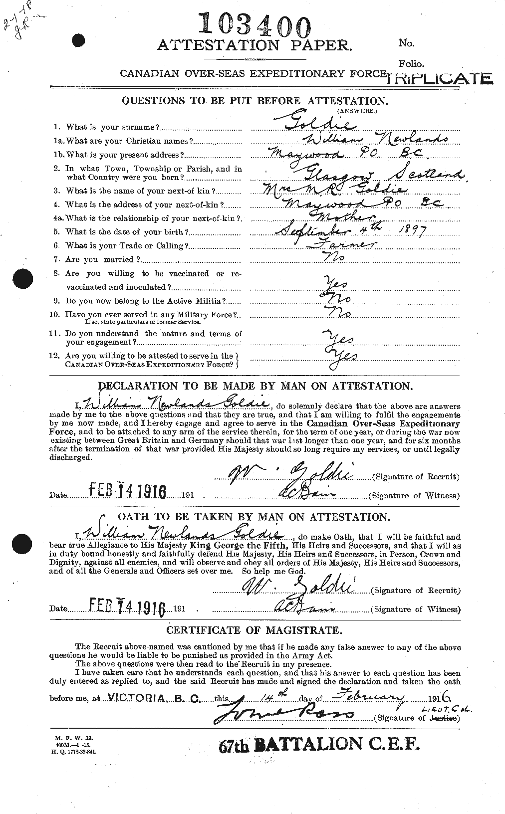 Personnel Records of the First World War - CEF 353957a