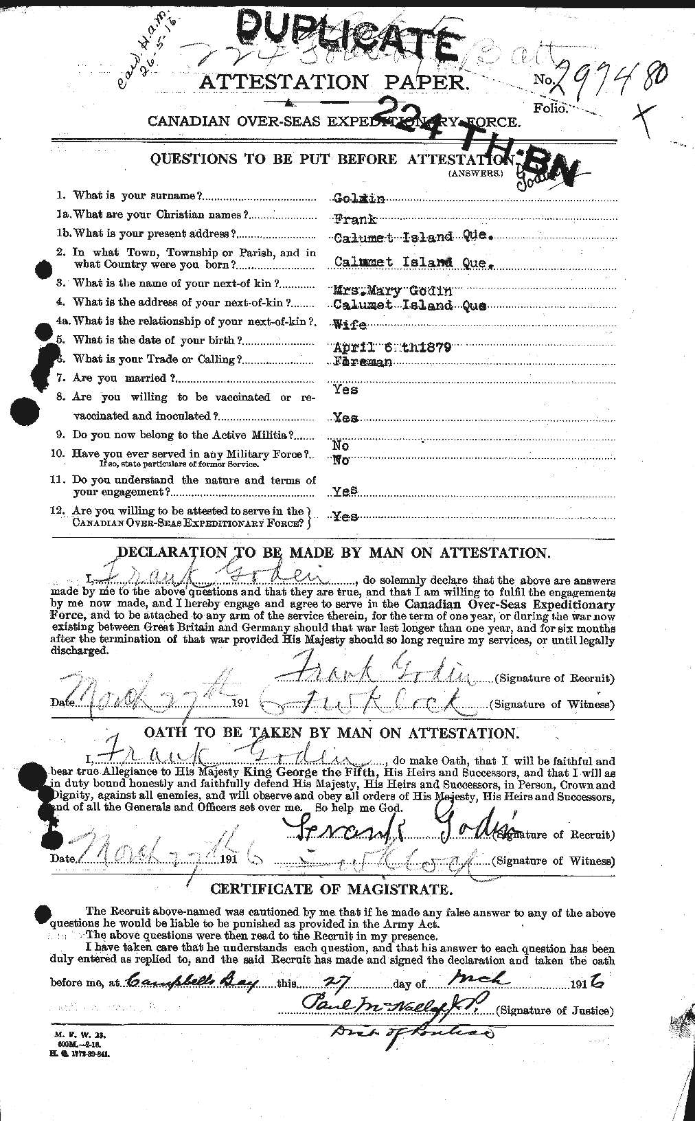 Personnel Records of the First World War - CEF 354518a