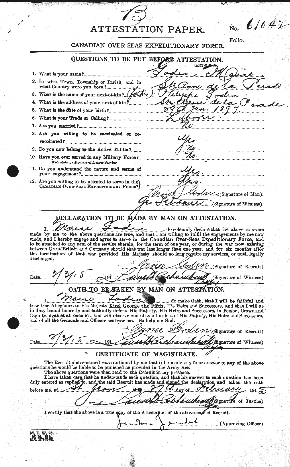 Personnel Records of the First World War - CEF 354555a
