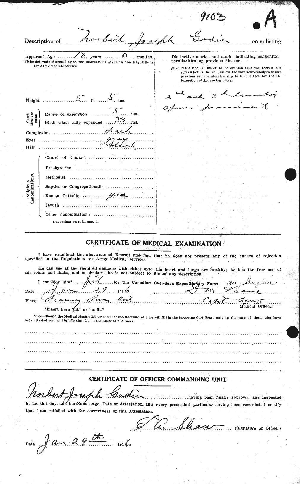 Dossiers du Personnel de la Première Guerre mondiale - CEC 354557b