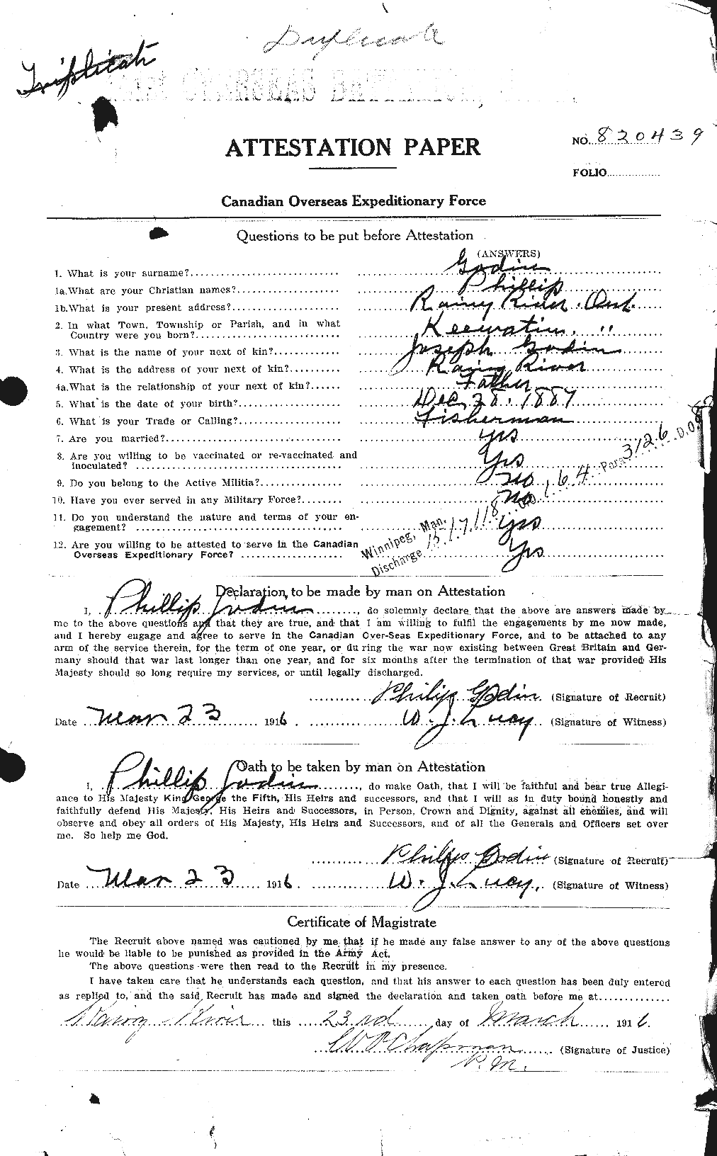 Personnel Records of the First World War - CEF 354567a