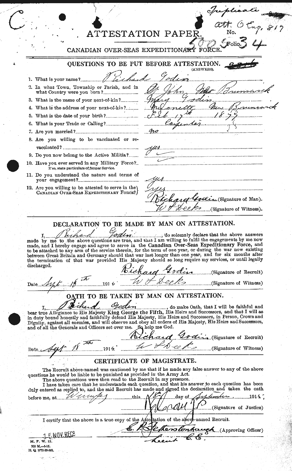 Personnel Records of the First World War - CEF 354572a