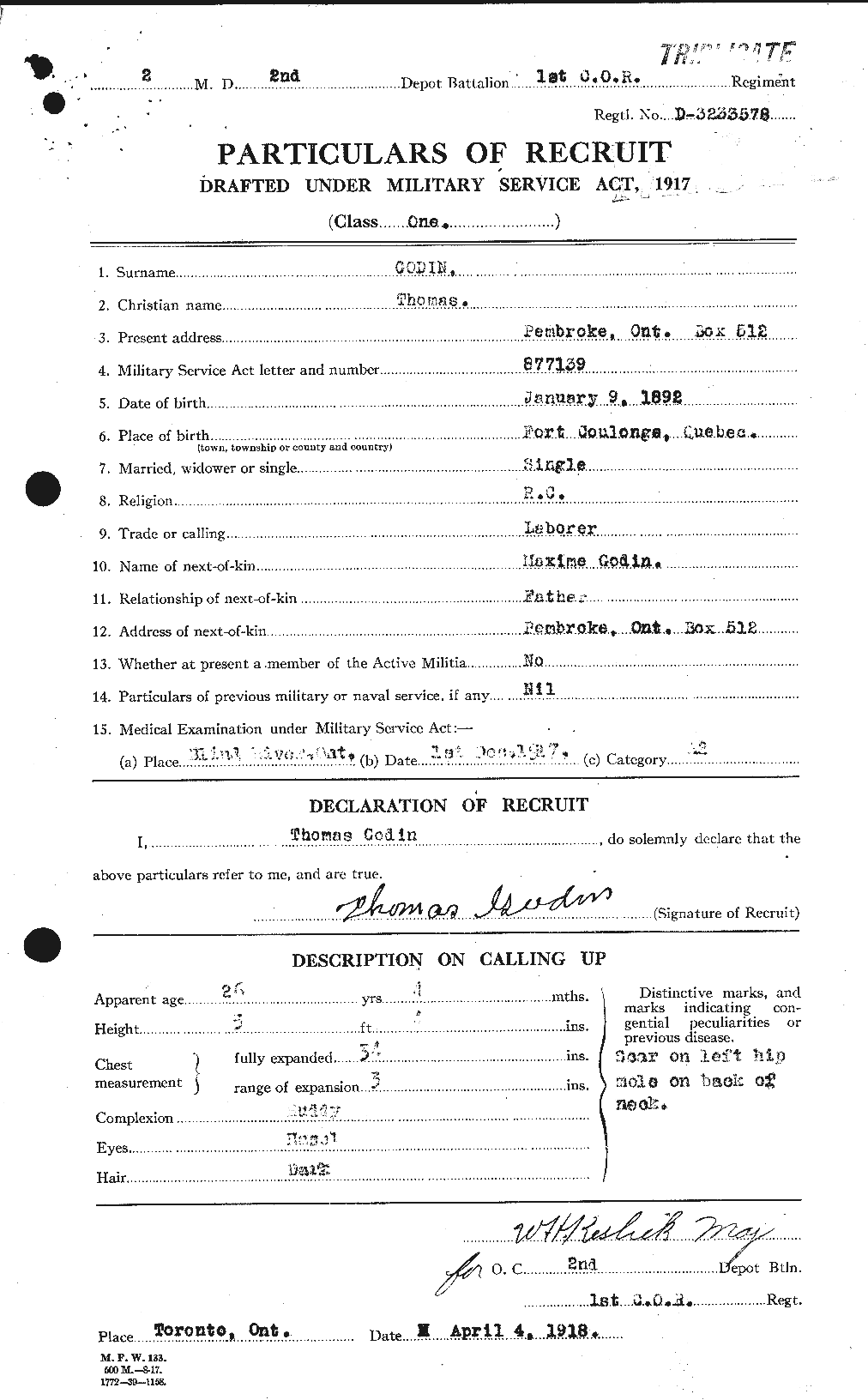 Personnel Records of the First World War - CEF 354580a