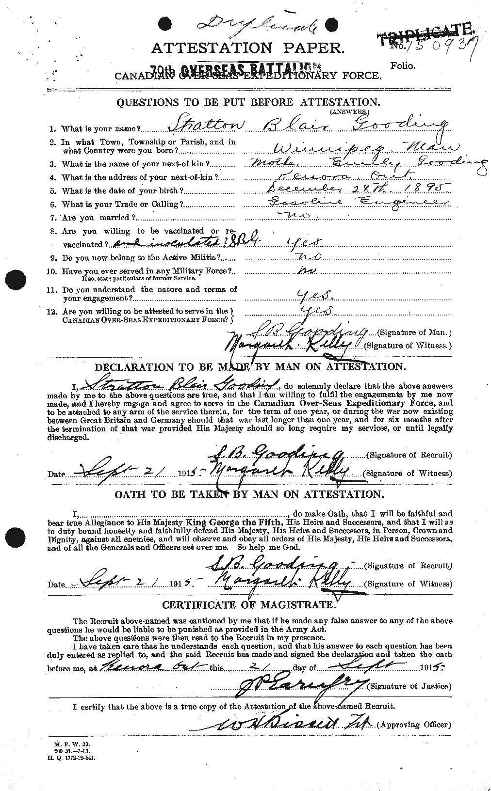Personnel Records of the First World War - CEF 354766a