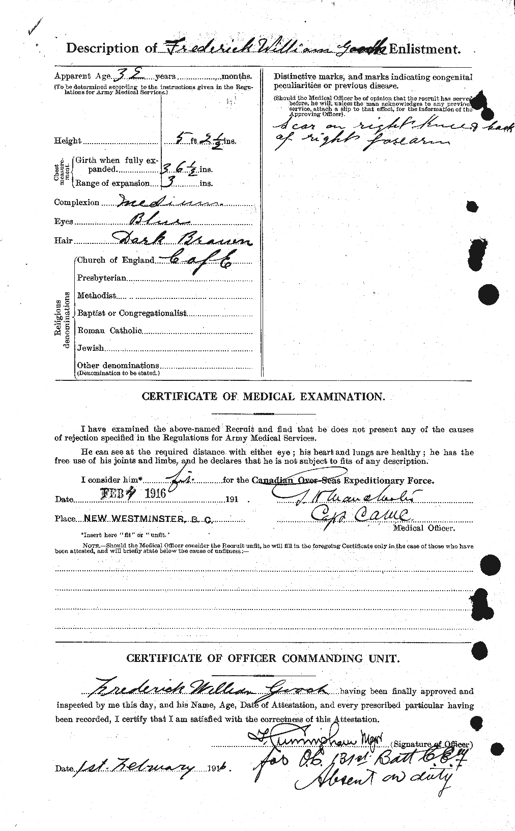 Dossiers du Personnel de la Première Guerre mondiale - CEC 354903b