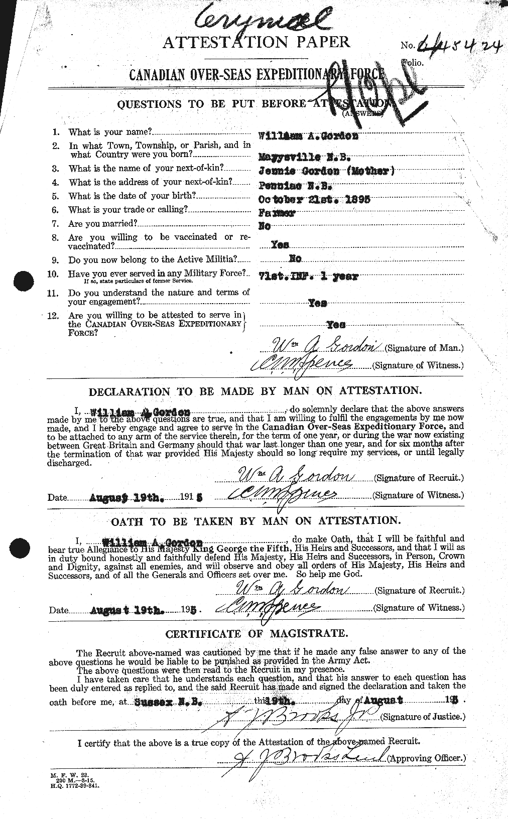 Personnel Records of the First World War - CEF 356062a