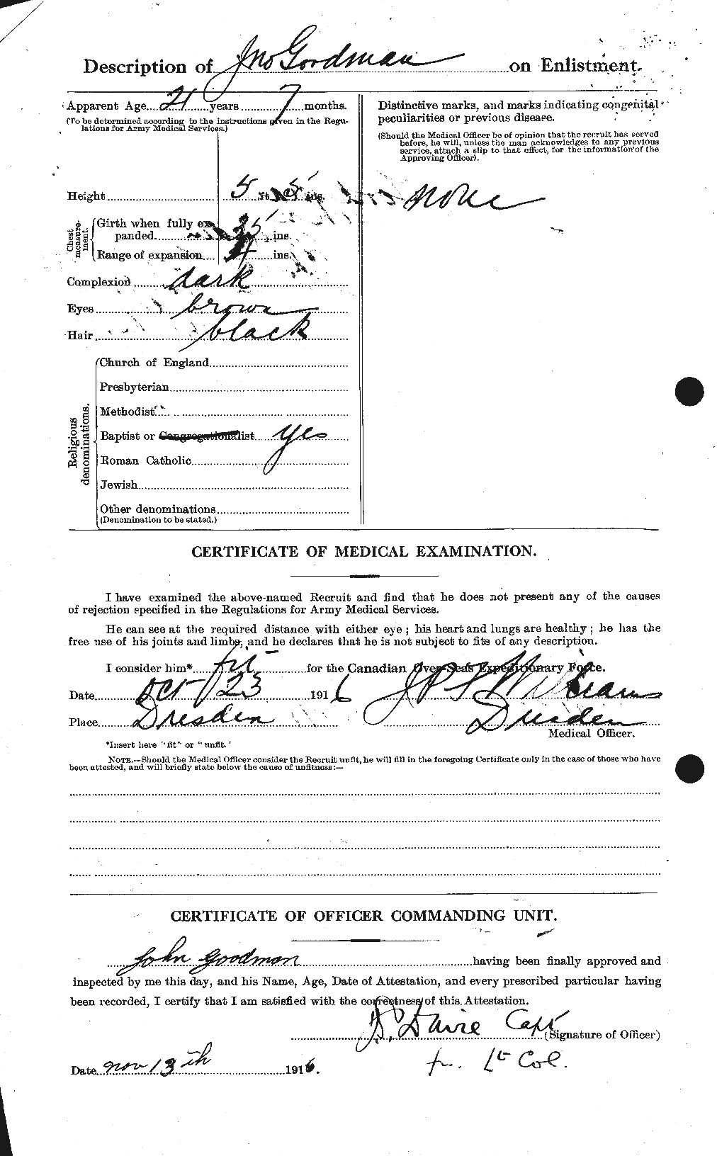 Dossiers du Personnel de la Première Guerre mondiale - CEC 356175b