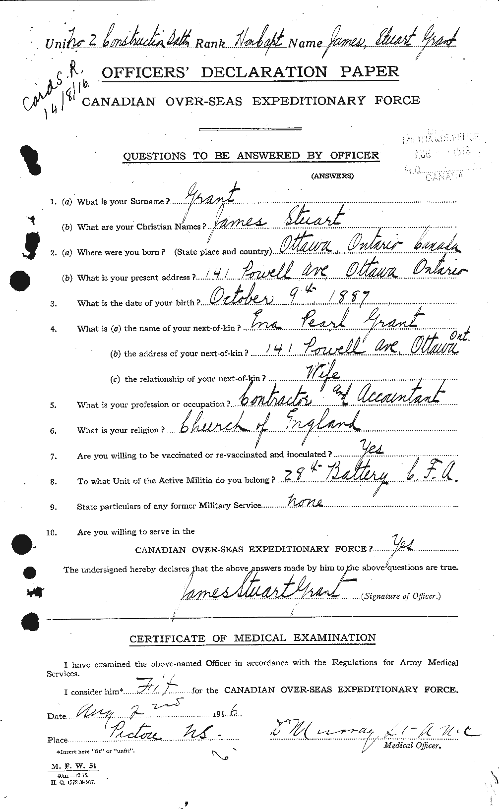 Personnel Records of the First World War - CEF 357103a