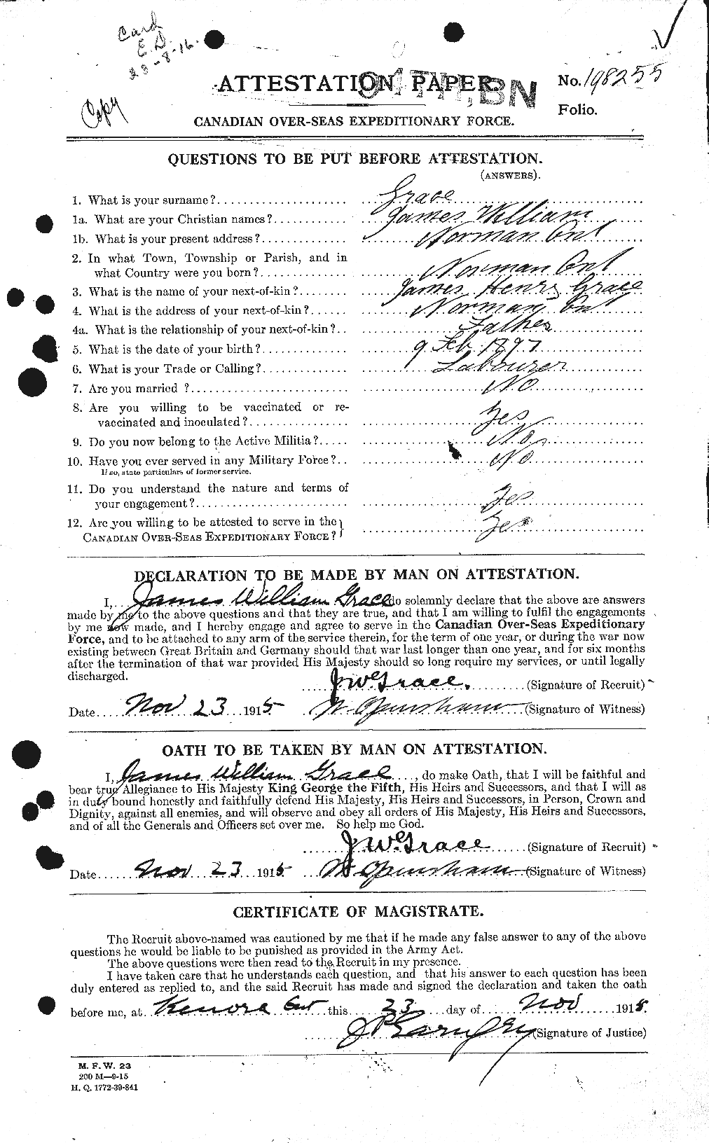Personnel Records of the First World War - CEF 357404a