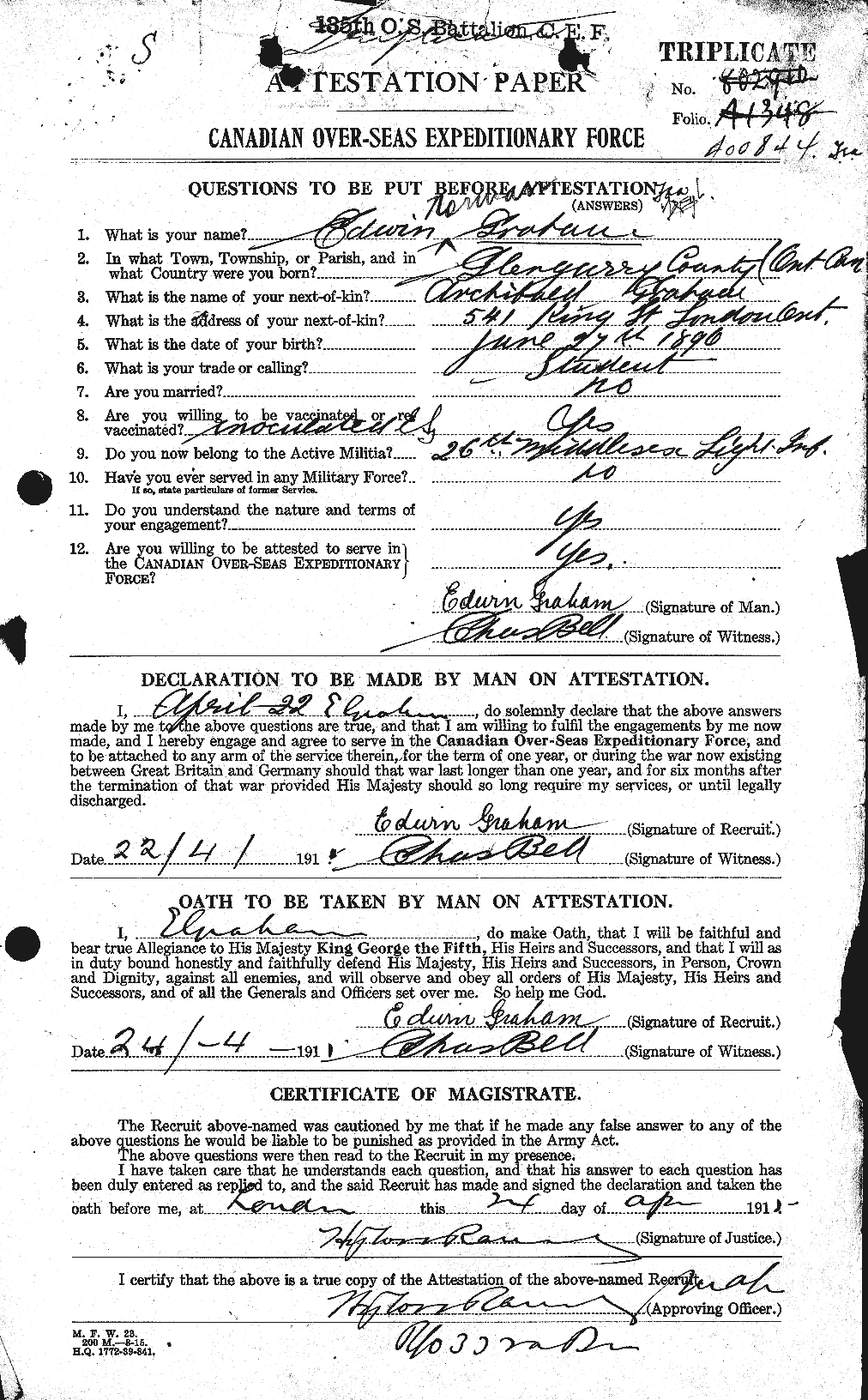 Personnel Records of the First World War - CEF 357542a